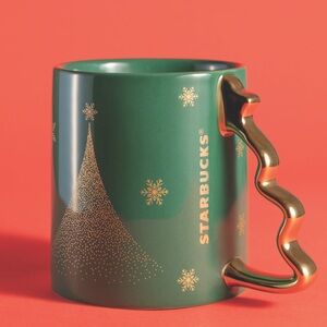 STARBUCKS 2025 Limited Edition Christmas Mug, Christmas Tree Handle